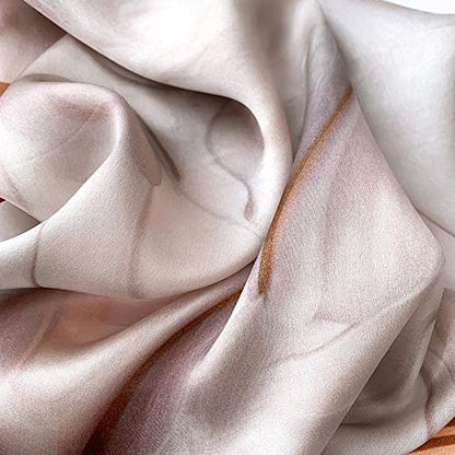 100% Mulberry Silk Neck Scarf - 21'' x 21'' Lightweight Neckerchief - Women Men Small Square Digital Printed Scarves - color: Purple