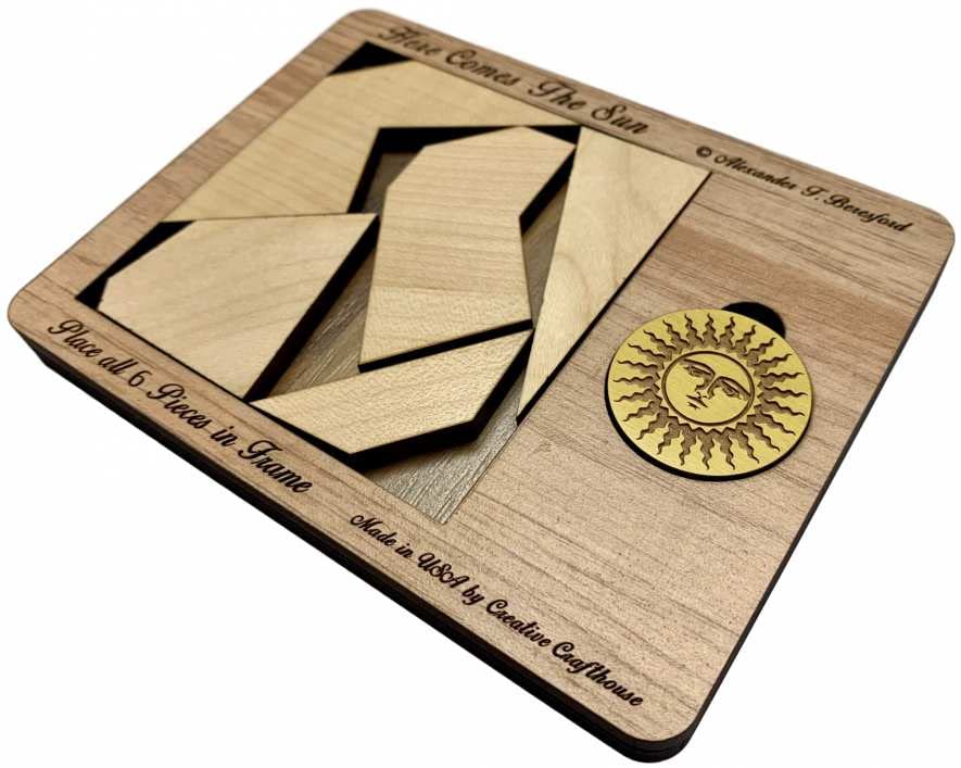 Puzzle Gifts for Adults - Here Comes The Sun - Handmade Wood Brain Teaser Puzzle - Very Hard 6 Piece Puzzle - style: Here Comes the Sun