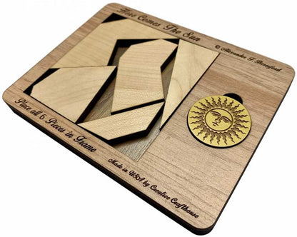Puzzle Gifts for Adults - Here Comes The Sun - Handmade Wood Brain Teaser Puzzle - Very Hard 6 Piece Puzzle - style: Here Comes the Sun
