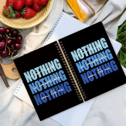 Nothing Can Stop Me Inspirational Spiral Notebook, Blue and Black Journaling Notebooks, Affirmation Spiral Journal for Girls Women Men, Motivational Office School Supplies Gifts, 5.5x8.3 In - color: nothing