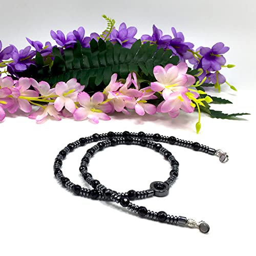 Healing Stress Anxiety Meditation Grounding Energy Gemstone Necklace Series - color: Healing Gemstone Necklace Series-Natural Black Agate -6mm 18 inch- Stone