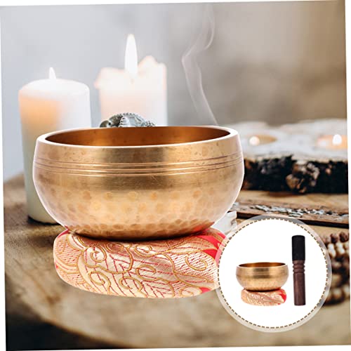 BESPORTBLE 1 Set Buddhism Supply Meditation Sound Bowl with Cushion Mallet Chanting Bowl for Yoga Relaxation Home Decor Prayers