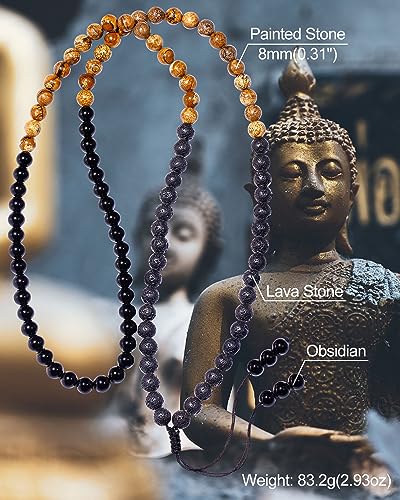 108 Mala Prayer Beads Necklace Wrap Bracelets for Women Prayer Amulet Protective Healing Crystals and Gemstones Meditation Balance