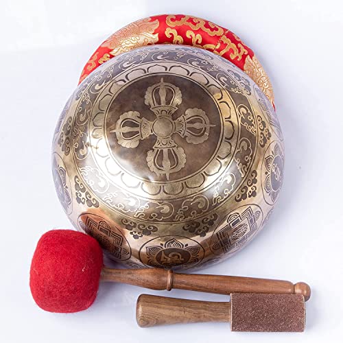 Large Tibetan Singing Bowl Set - 11" Master Healing Big Professional Grade For Sound Bath Chakra 7 Metal Meditation Yoga By Himalayan Bazaar