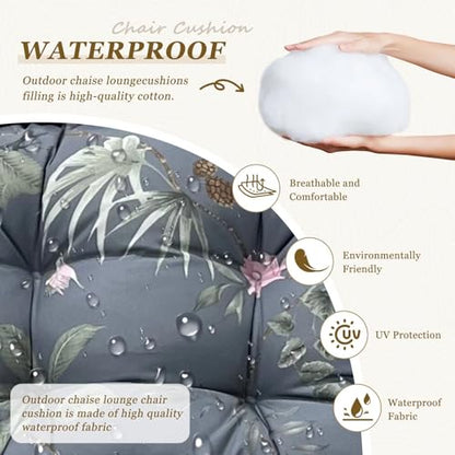 Outdoor Chaise Lounge Chair Cushion 75.1 x 23.6 x 4.7in, Waterproof Replacement Cotton Patio Thickened Pool Lounge Chair Cushion with Ties for Patio Outdoor Furniture,Tropical Blossom - color: Tropical Blossom