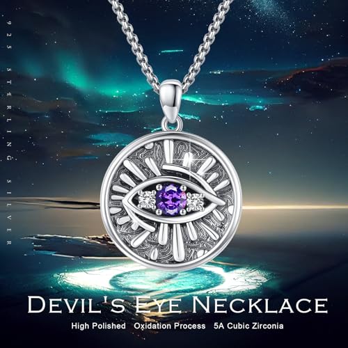 Evil Eye Necklace for Women 925 Sterling Silver, Protection Necklace with Blue Evil Eye Charm, Evil Eye/Lotus Pendant Jewelry, Birthday Christmas Gifts for Her - style: Blue Evil Eyes 09