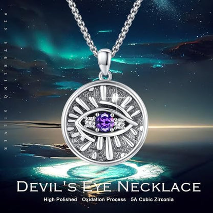 Evil Eye Necklace for Women 925 Sterling Silver, Protection Necklace with Blue Evil Eye Charm, Evil Eye/Lotus Pendant Jewelry, Birthday Christmas Gifts for Her - style: Blue Evil Eyes 09