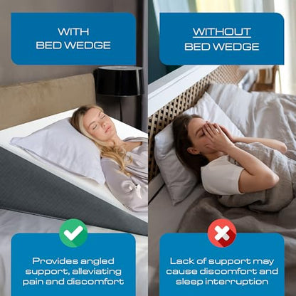 Kolbs Bed Wedge Pillow for Sleep Apnea, FSA Eligible Acid Reflux, and Back Pain Relief, with Chic Jacquard Cover - Headboard Wedges for Sleeping (Extra Wide 12" Height) - size: Extra Wide 12" Height