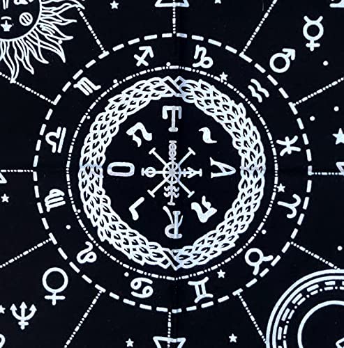 INDACORIFY Silver Celestial Constellation Altar Table Top Cloth with Fringes Alter Tarot Witchcraft Sacred Cloth 18x18 in (Silver Celestial Constellation) - color: Silver Celestial Constellation