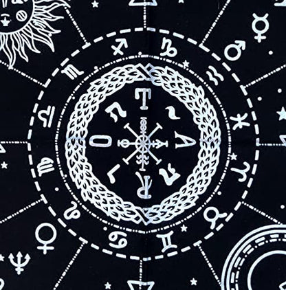 INDACORIFY Silver Celestial Constellation Altar Table Top Cloth with Fringes Alter Tarot Witchcraft Sacred Cloth 18x18 in (Silver Celestial Constellation) - color: Silver Celestial Constellation