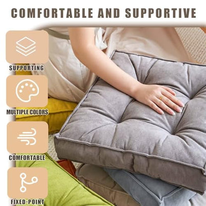 Meditation Floor Cushions 17in Square Large Pillows Seating for Adults Large Square Sitting Pillows for Tatami Living Furniture Chair Cushions Blue - color: Blue
