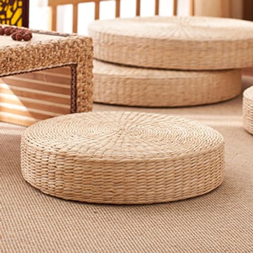 1/2/4 Pcs Tatami Floor Pillow Sitting Cushion, Meditation Floor Pillow, Boho Natural Woven Seat Cushion for Yoga Meditation Mat for Living Room Window Balcony Chair Pad 1 Pcs