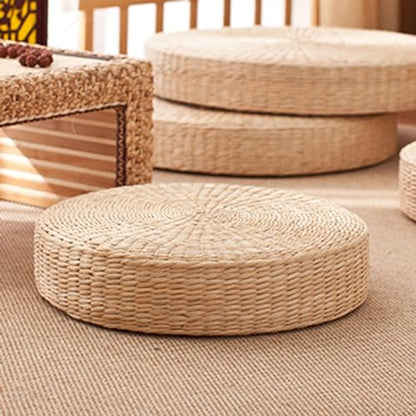 1/2/4 Pcs Tatami Floor Pillow Sitting Cushion, Meditation Floor Pillow, Boho Natural Woven Seat Cushion for Yoga Meditation Mat for Living Room Window Balcony Chair Pad 1 Pcs