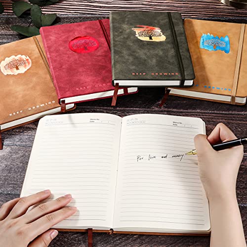 Fanery Sue Journal for Women & Men Tree of Life Journals for Writing with Pen, A5 College Ruled Lined Writing Personal Diary Notebooks 180° Lay Flat Thick Paper Hard Cover Leatherette (Olive Green)
