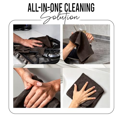 RIVERSIDE Pack of 24 Wash Cloths for Showering, 12 x 12 Inches, Super Soft & Absorbent, 100% Cotton Washcloths Premium Quality Flannel Face Cloths for Bathroom, Gym, Spa (Coffee Brown, 24 Pack) - color: Coffee Brown