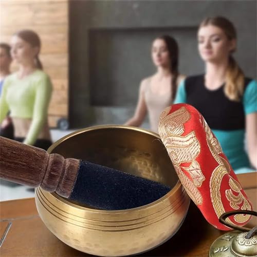 Tibetan Singing Bowl Meditation Set - Traditional Nepalese Bowl with Cushion & Mallet for Mindfulness, Stress Relief, Yoga, Zen Practice - Perfect Spiritual Gift (20cm Diameter) - size: Calibre 17.5cm