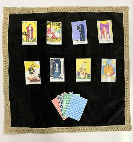 SMMS Spiritual Velvet Table Cloth Altar Tarot Spread (Black, Medium- 61cm*61cm/ 24inch*24inch) - color: Black, size: Medium- 61cm*61cm/ 24inch*24inch