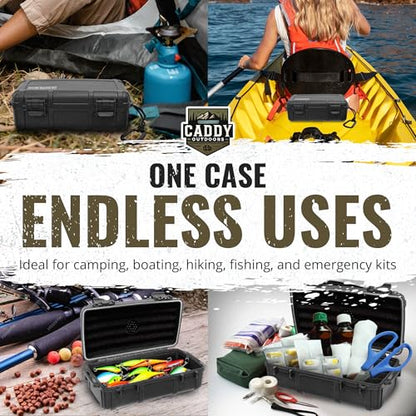 Waterproof Storage Case 1.2 L Capacity – Heavy-Duty Gear Box with Foam, Carabiner & Lanyard – Crushproof, Airtight Outdoor Container for Camping, Hiking, Fishing - color: Black