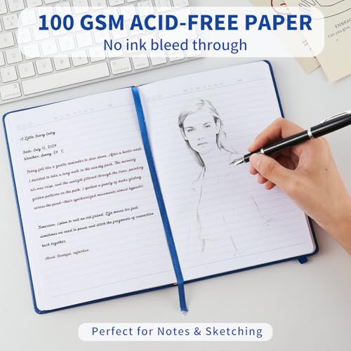 Heture Hardcover Notebooks, A5 Lined Journals Notebook for Writing 160 Pages, 8.2 x 5.5 inch, Classic Ruled Notebooks for College/Work/Travel (Lined-3 Pack, Blue) - color: Blue, style: Lined-3 Pack