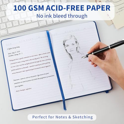 Heture Hardcover Notebooks, A5 Lined Journals Notebook for Writing 160 Pages, 8.2 x 5.5 inch, Classic Ruled Notebooks for College/Work/Travel (Lined-3 Pack, Blue) - color: Blue, style: Lined-3 Pack