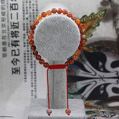 Keleny Natural Gemtone 6mm Round Beads Crystal Adjustable Braided Macrame Tassels Bracelets Unisex - color: Red Crab Fire Agate