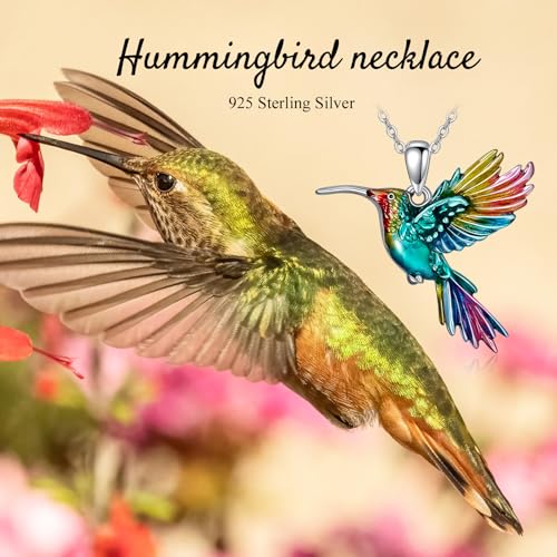 Hummingbird/Phoenix/Owl/Dove/Flamingo/Raven/Blue Jay/Cardinal/Peacock/Eagle/Parrot/Robin Necklace for Women 925 Sterling Silver Bird Pendant Necklace Animal Jewelry Gift for Mother Wife - style: Flying Hummingbird Necklace