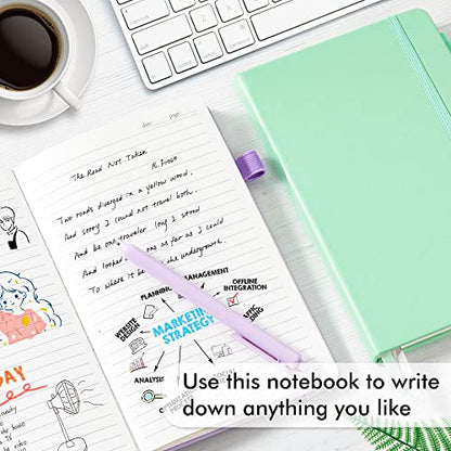 feela 3 Pack Hardcover Notebook For Women, Classic Ruled Lined Journal Set School Business Supplies, with 3 Black Pens, 120 GSM, 5.1”x8.3”, A5, Pastel Colors, Light Blue, Light Purple, Light Green - color: Light Blue, Light Purple, Light Green