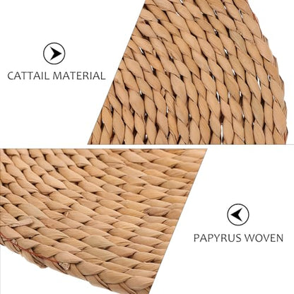 VICASKY Thickened Woven Straw Meditation Cushion 1.5cm Natural Straw Tatami Floor Seat Pad for Indoor Sitting and Zen Practice, Round 30cm Diameter Woven Floor Pillow for Home Use