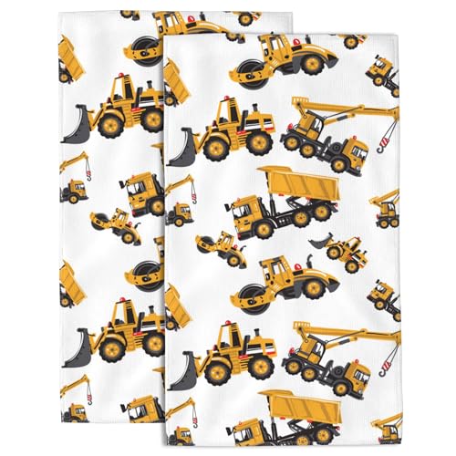 Truck Crane Hand Towels for Bathroom - Set of 2 Soft Absorbent Decorative Towels for Kitchen, Sports, Gym, Yoga, Home Decor - 14 x 28 in - color: Truck Crane