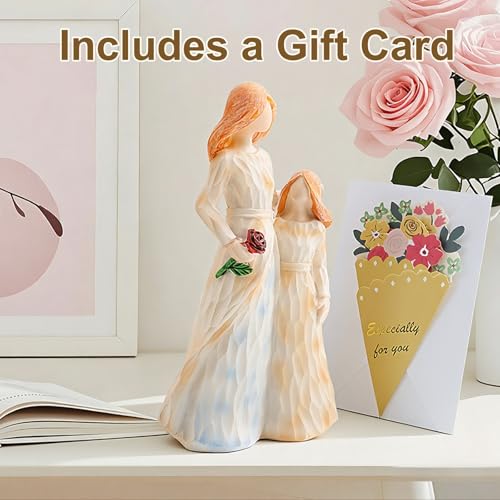 Mom Gifts from Daughter, Mother Daughter Figurine, Hand-Painted Resin Sculpture, Meaningful Birthday Mothers Day Valentines Day Gift, Home Decor Keepsake (Mother Daughter Rose Figurine) - color: Mother Daughter Rose Figurine