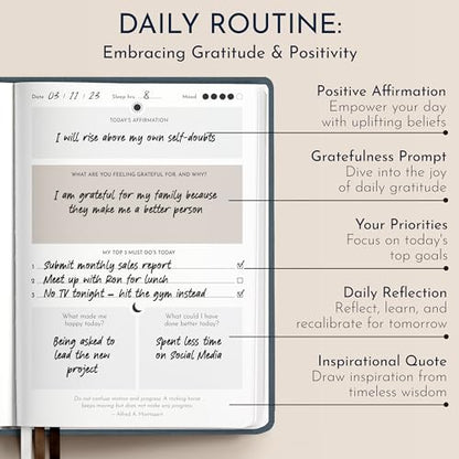 Premium Gratitude Journal for Men – 6 Month Guided Daily Prompts, Habit Tracker – Hardcover, 249 Pages, Lay Flat, 100gsm Paper – Mens Mindfulness Gifts, Mental Health, Self Mastery, Gift Boxed - color: Men - Gray