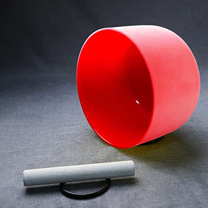 Hye-eun 432hz Crystal Singing Bowl,10 inch C Note Root Chakra Red Frosted Quartz Sound Bowl without Carrier Case for Yoga Healing Sound Energy Vibration - color: 10"C 432hz Red without bag