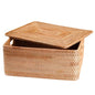 Rattan Basket With Lid, Large Lidded Basket For Storage(11.81" L×7.87"W×5.91"H) - size: 11.81" ×7.87"×5.91"