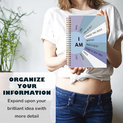 BearCake Positive Affirmations Gifts, Inspirational Motivational Notebook Journal, Boho Sunshine Notebook Journal, Inspirational Gifts for Women, I am Brave Kind Hardcover Spiral Notebook 5.5x8.3 Purple - color: physiotherapy-blue I am