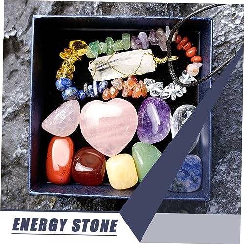 1Set Delicate Meditation Stones Chakra Healing Crystals Present Box for Yoga and Spa Decor Decorative Energy Stones for Relief and Feng Shui
