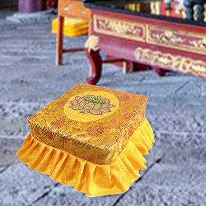 Kneeling Meditation Stool with Washable Cover 18.50x18.50x9.84inch Flat Seat Prayer Stool Comfortable Floor Seat for Adults- Yellow Set