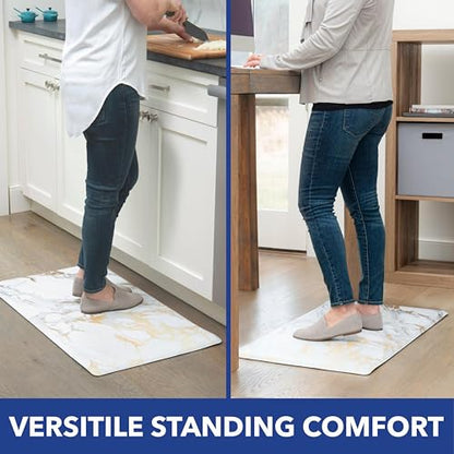 SoHome Cozy Living Anti Fatigue Mat Kitchen Mat Non Slip Stain Resistant Easy Clean 1/2 Inch Thick Kitchen Floor Mats, Marble Gold 17.5" x 30" - color: Gold, size: 30"L x 17.5"W x 0.5"Th