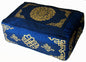 Meditation Cushion - Rectangular Zafu Buckwheat and Kapok Fill Longevity Dharma Key Blue - color: Bluelongevitykey