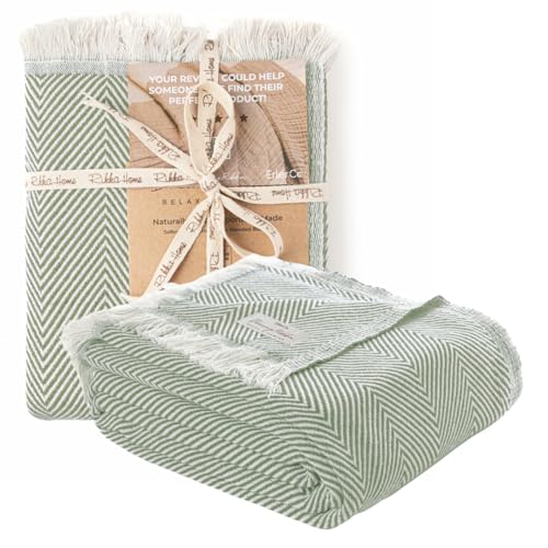 Bed Blanket, Queen Size (79 x 90 Inch), Cotton-Rich Blend, Soft Textured Woven Coverlet, Easycare, Lightweight & Breathable Bed Layering, All Season Bedding, Khaki Green - color: Khaki Green, size: Queen
