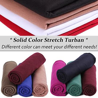 XTREND 4 Pieces Head Wraps for Women Stretchy Jersey Turban Fashion Headwrap Lightweight Breathable Hijab Hair Wraps Scarf Tie for Locs Braids (Black, Coffee, Army Green, Turmeric) - color: Black, Coffee, Army Green, Turmeric