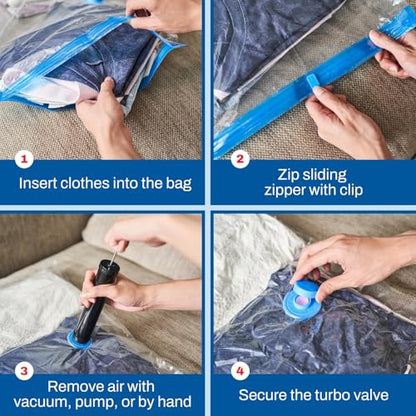6 Pack Small Vacuum Storage Bags for Comforters, Blankets & Clothes – Vacuum Sealed Compression Bags with Hand Pump – Space Saver Storage Bags for Bedding, Moving, Travel & Organization - size: 6 Small Bags