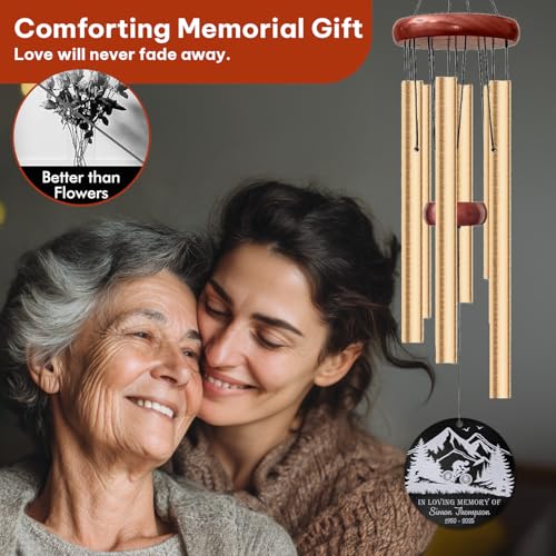 Personalized Mountain Biker Memorial Wind Chime – Custom “in Loving Memory” Cycling Design – White Engraved Outdoor Sympathy Gift for Loss of Loved One – Inspired Adventure Tribute Windchime - size: BikingWC 1