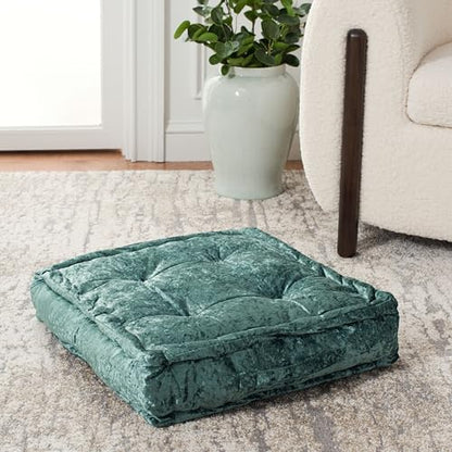 SAFAVIEH Home Collection Belia Green 18-inch Square Tufted Floor Pillow with Insert - color: Green, size: 18 x 18-Inch