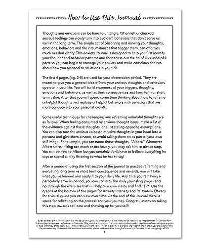 BookFactory Anxiety Journal/Self Care Routine Tracking/Track Stress & Anxiety Triggers - 100 Pages, Soft Touch Laminate Hardbound, 6'' x 9'' (Made in USA) - style: Anxiety Laminate Hardbound