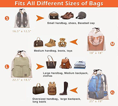 MISSLO Set of 3 Cotton Breathable Dust-proof Drawstring Storage Pouch Bag