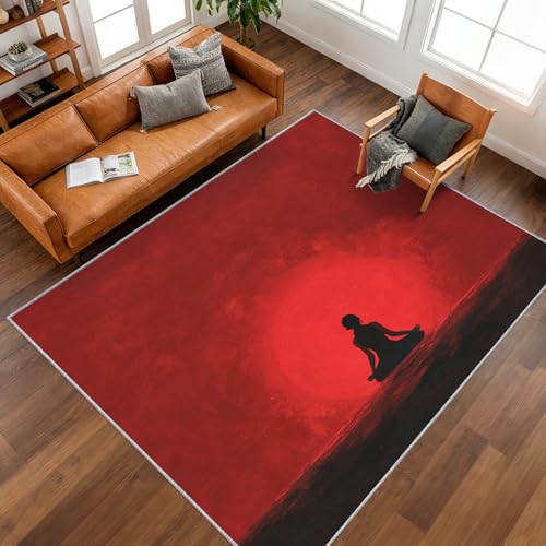 Washable Zen Meditation Rug 4x4, Spiritual Rugs Living Room Bedroom Accessories, Soft Low Pile Non Slip Area Rug, Yoga Home Decor Indoor Carpet - color: Red, size: 4' x 4' (Square)