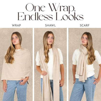Velanio Cashmere Luxury Knitted Wrap Travel Shawl Scarf, Pashmina Stole, All-Season Scarf for Women Cashmere Wool Blend - color: Ancient Painting