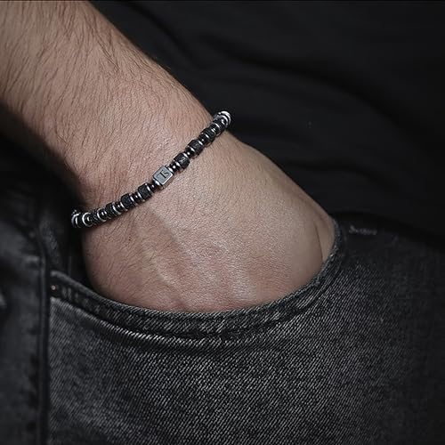 Tigranes Premium Natural Stone Bracelet Collection – Handmade Gemstone Jewelry in Luxury Branded Gift Box - style: Lava Stone