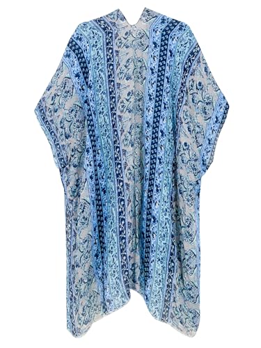 Kimonos for Women Swimsuit Coverups Beach Cover Up Swimwear Cardigan Summer - color: Multi Blue