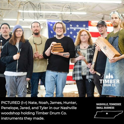 Timber Drum Co. Wood Block Percussion Musical Instrument, 7" Medium — MADE IN U.S.A. — Includes Mallet, Feet — Solid Hardwood, Rich Block Tone - size: Medium
